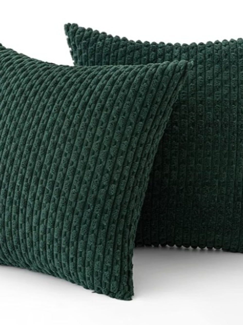 Plush Ribbed Throw Pillow - Deep Green